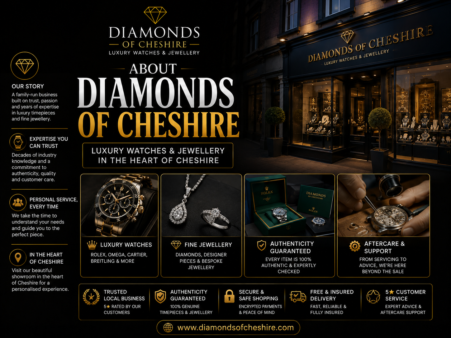 About Diamonds of Cheshire | Luxury Watches, Jewellery & Gold | Cheshire UK