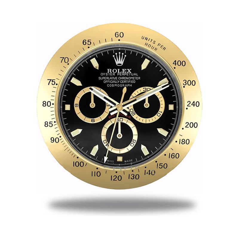 Rolex Daytona Gold & Black Wall Clock