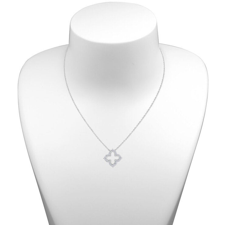 0.38ctw Round Brilliant Cut Diamond Quatrefoil Pendant 18ct White Gold