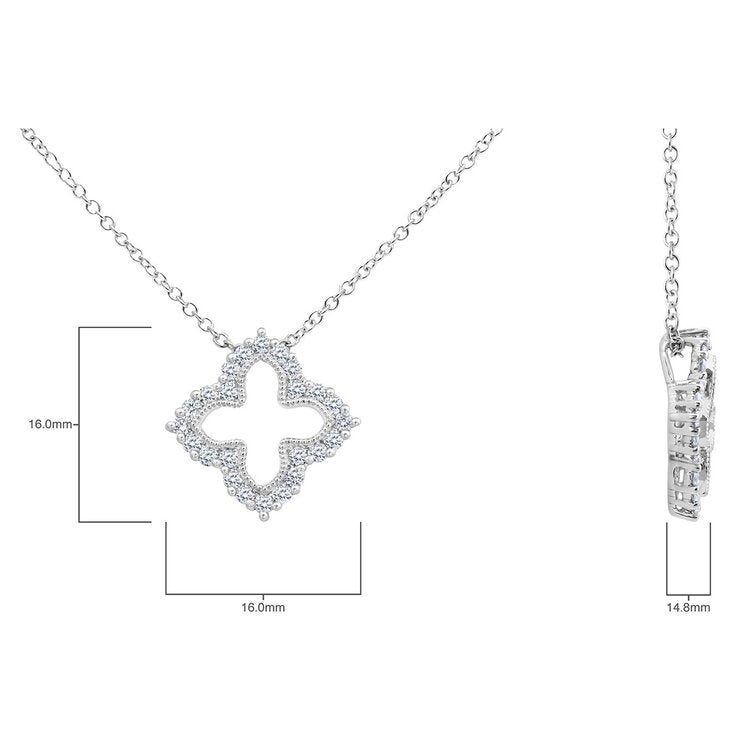 0.38ctw Round Brilliant Cut Diamond Quatrefoil Pendant 18ct White Gold