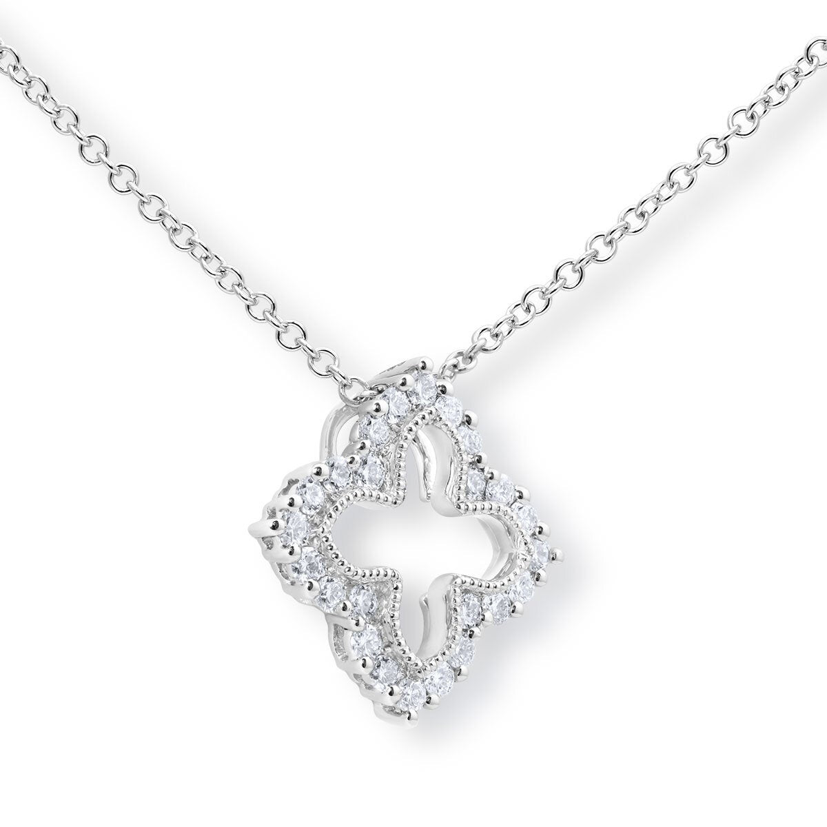 0.38ctw Round Brilliant Cut Diamond Quatrefoil Pendant 18ct White Gold