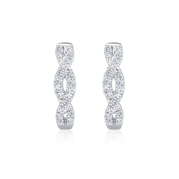 0.30ctw Round Brilliant Cut Diamond Twist Hoop Earrings 18ct White Gold