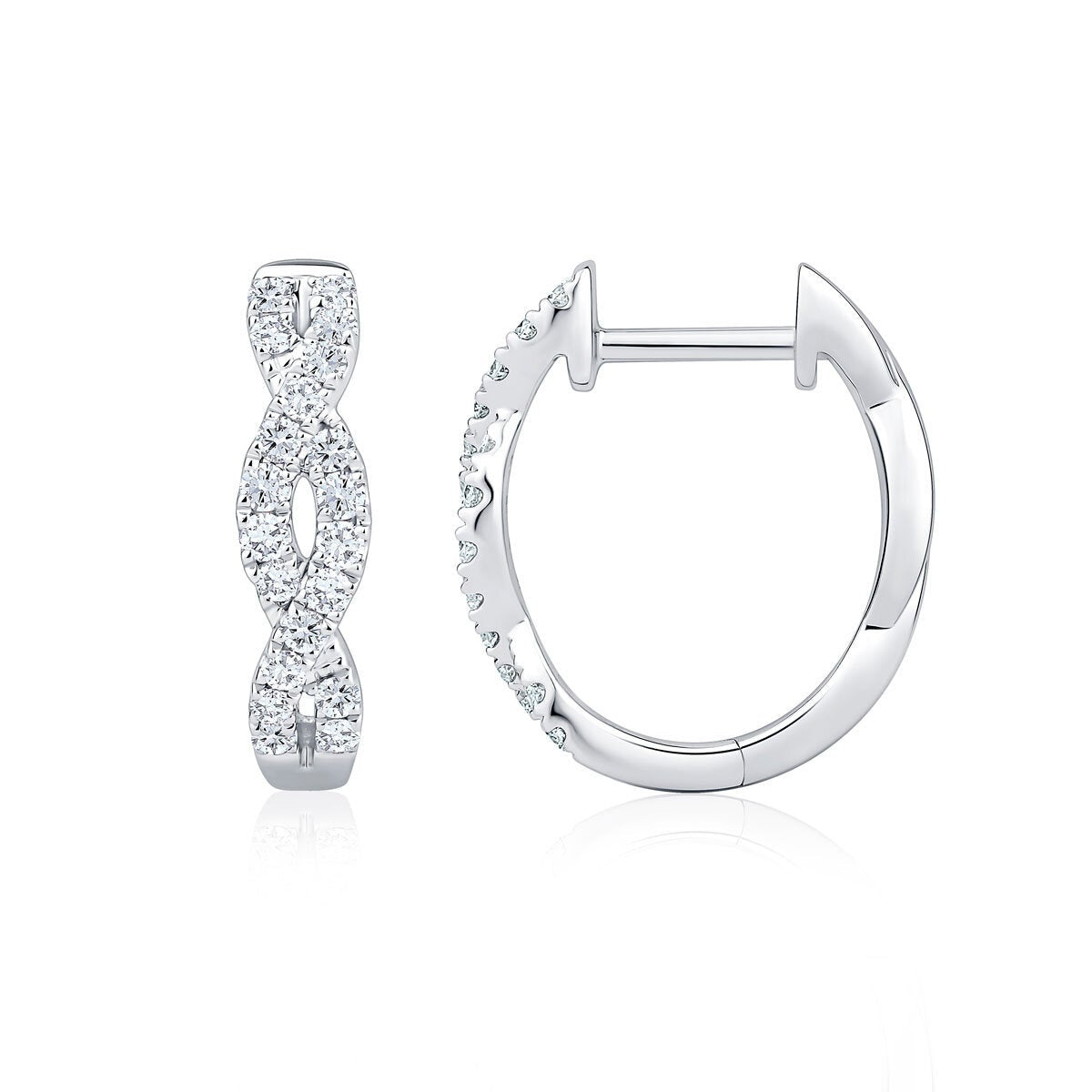0.30ctw Round Brilliant Cut Diamond Twist Hoop Earrings 18ct White Gold