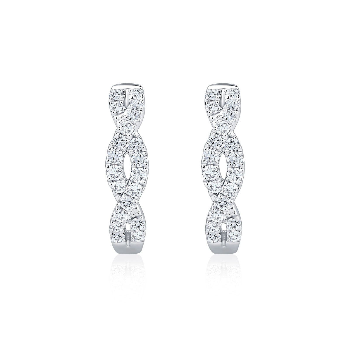 0.30ctw Round Brilliant Cut Diamond Twist Hoop Earrings 18ct White Gold