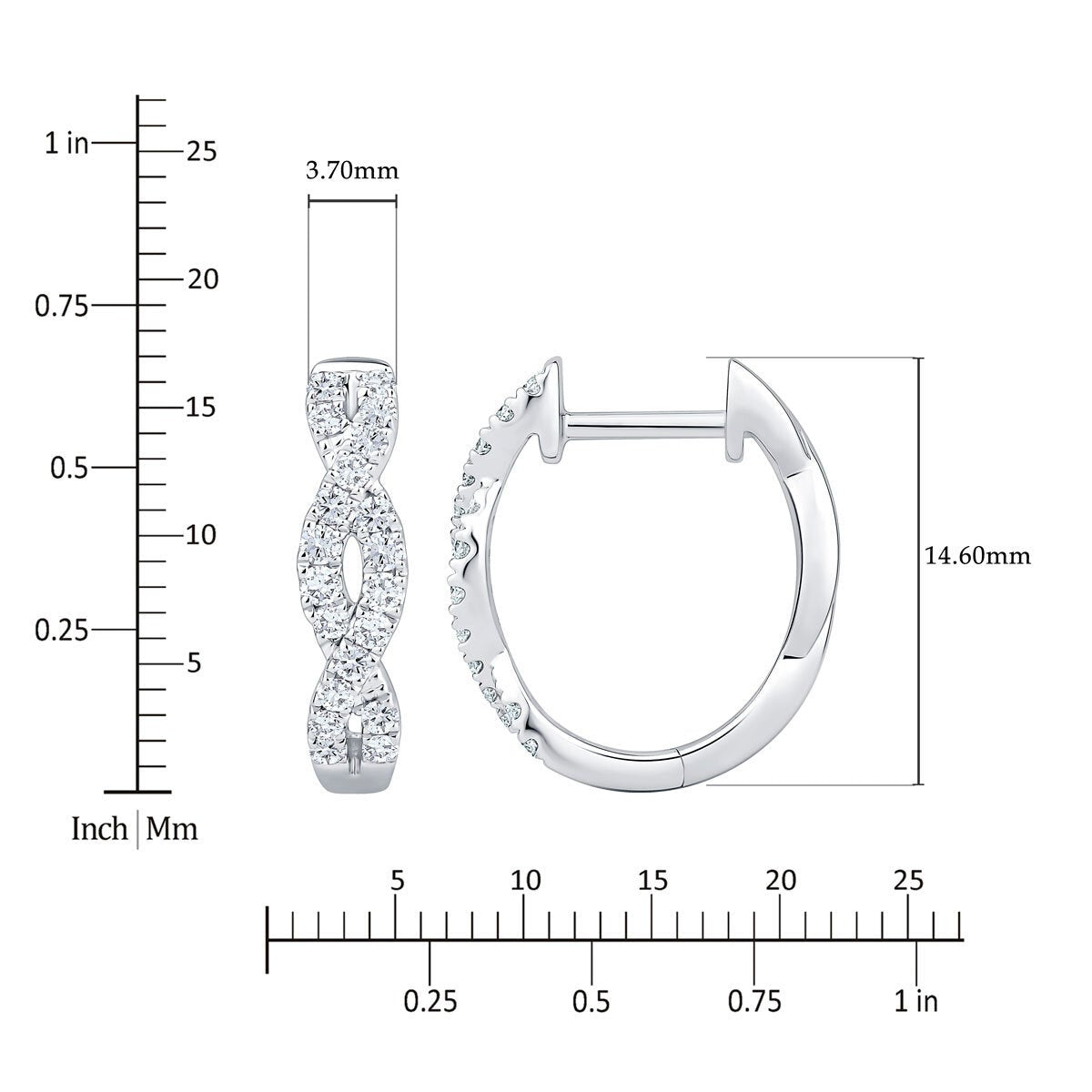 0.30ctw Round Brilliant Cut Diamond Twist Hoop Earrings 18ct White Gold