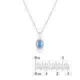 Oval Cut Aquamarine & 0.09ctw Diamond Necklace 14ct White Gold