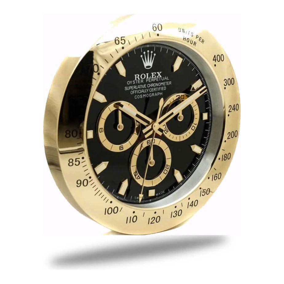 Rolex Daytona Gold & Black Wall Clock