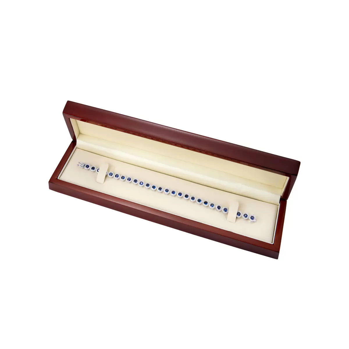 Round Cut Blue Sapphire & 1.80ctw Diamond Bracelet, 18ct White Gold