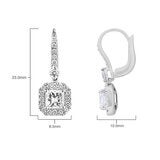 2.00ctw Princess Cut Diamond Halo Earrings 18ct White Gold