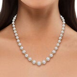 5-9mm Cultured Freshwater Pearl & Gold Bead Graduated Necklace 14ct Yellow Gold
