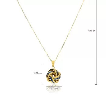 14ct Yellow Gold Navy Enamel Love Knot Necklace