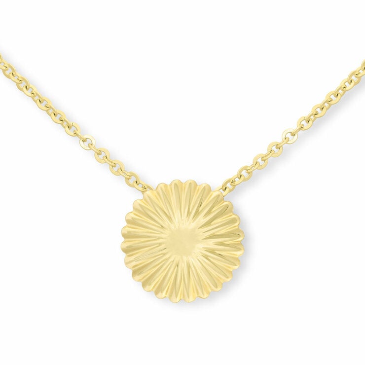 14ct Yellow Gold Textured Disc Pendant