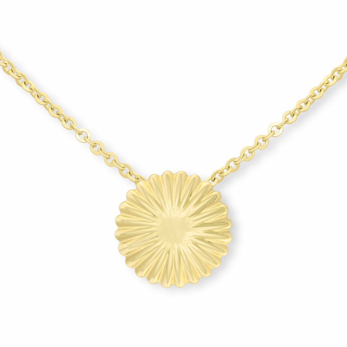 14ct Yellow Gold Textured Disc Pendant