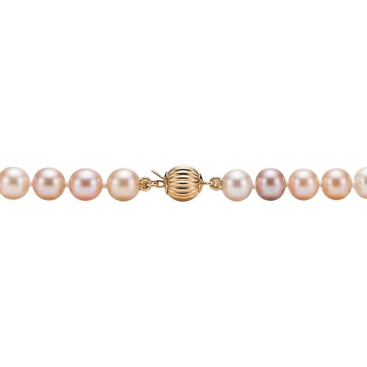 5-5.5mm Cultured Freshwater Pink Pearl Necklace 14ct Yellow Gold