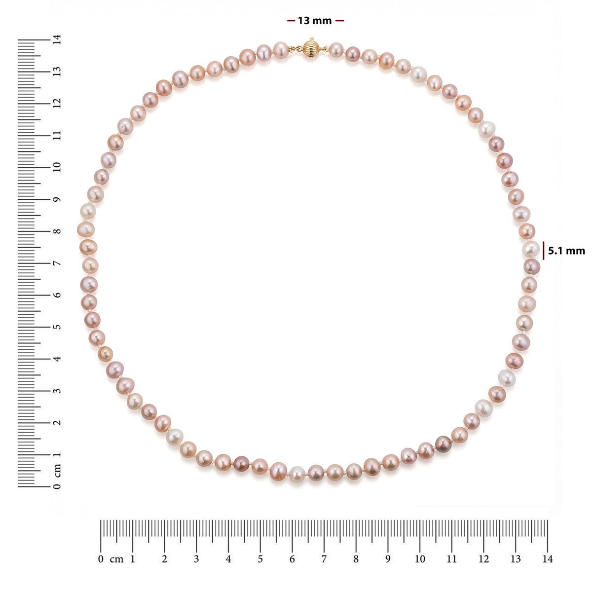 5-5.5mm Cultured Freshwater Pink Pearl Necklace 14ct Yellow Gold