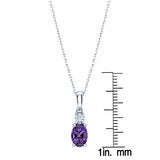 Oval Cut Amethyst & 0.09ctw Diamond Pendant 14ct White Gold