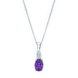 Oval Cut Amethyst & 0.09ctw Diamond Pendant 14ct White Gold