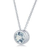 Round Cut Aquamarine Pendant 14ct White Gold