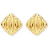 14ct Yellow Gold Textured Cushion Stud Earrings