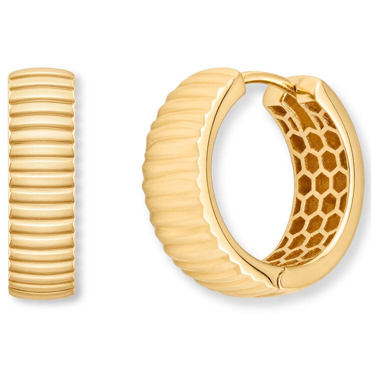 14ct Yellow Gold Line Hoop Earrings