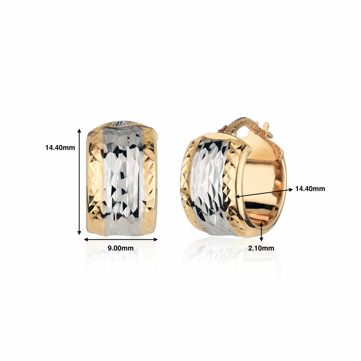 14ct Two Tone Gold Hoop Earrings