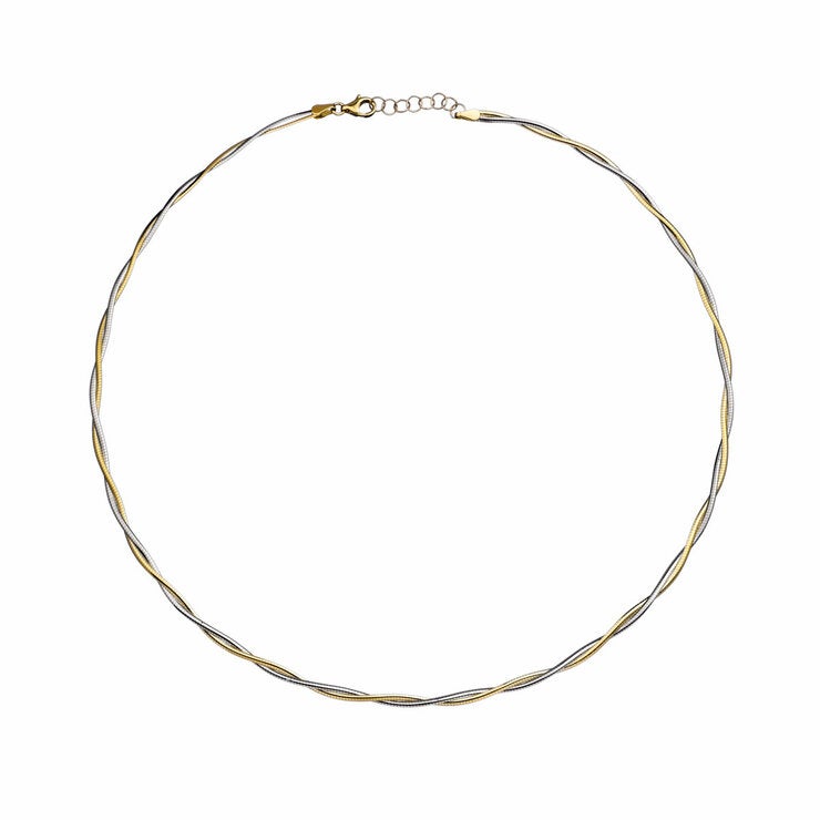14ct Yellow & White Gold Two Tone Twisted Necklace