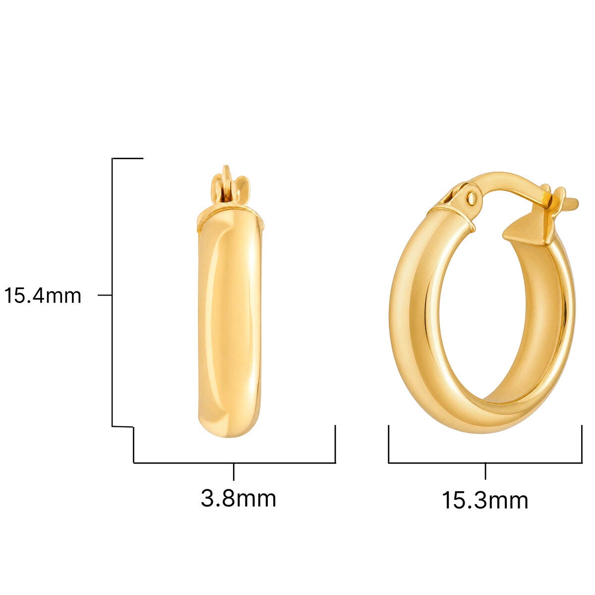 14ct Yellow Gold Classic Hinged Hoop Earrings