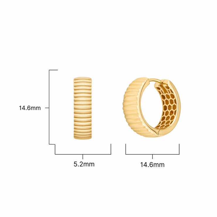 14ct Yellow Gold Line Hoop Earrings