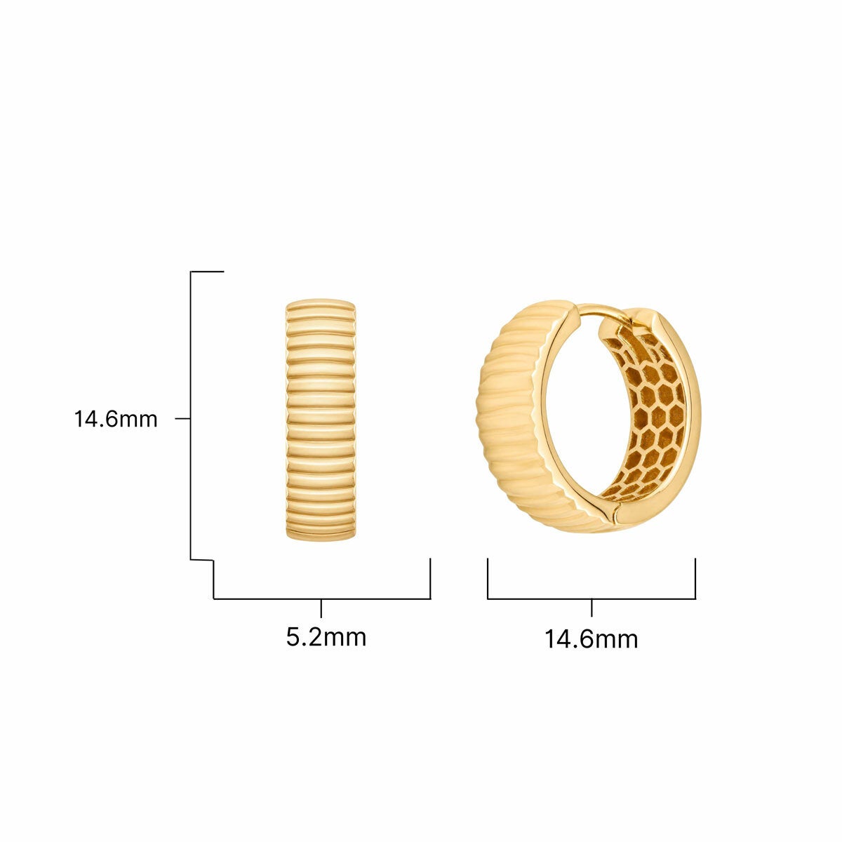 14ct Yellow Gold Line Hoop Earrings