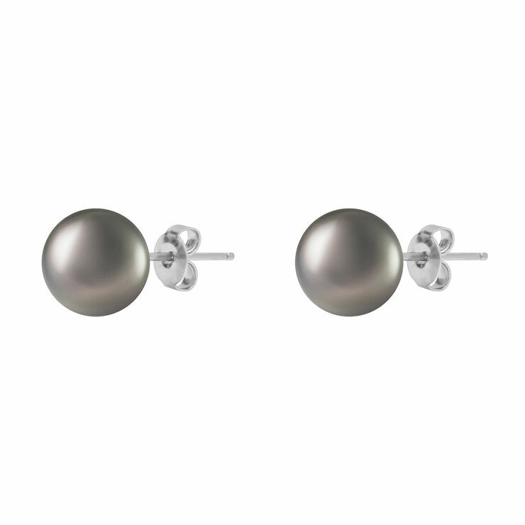 10-10.5mm Tahitian Pearl Earrings 14ct White Gold
