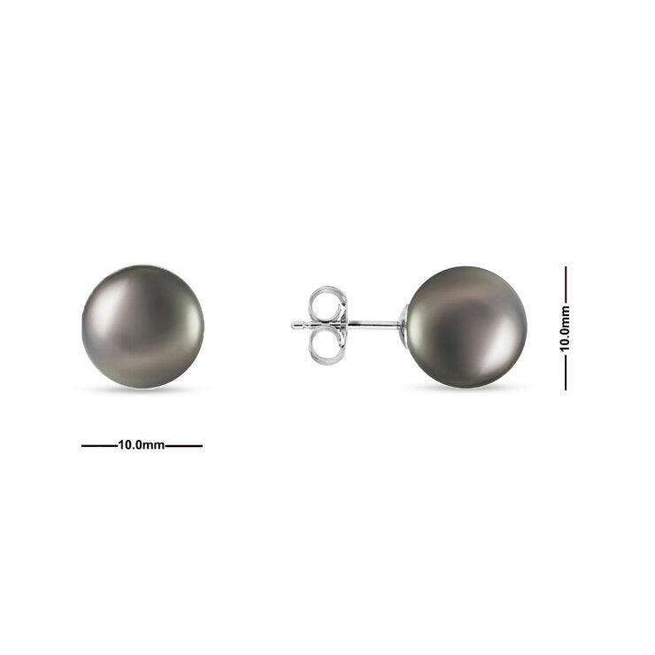 10-10.5mm Tahitian Pearl Earrings 14ct White Gold