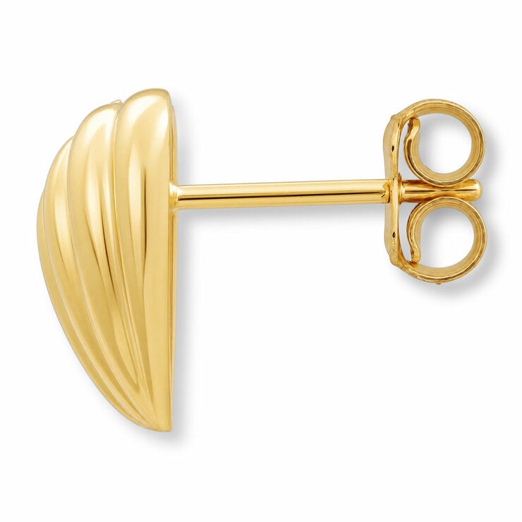 14ct Yellow Gold Textured Heart Stud Earrings