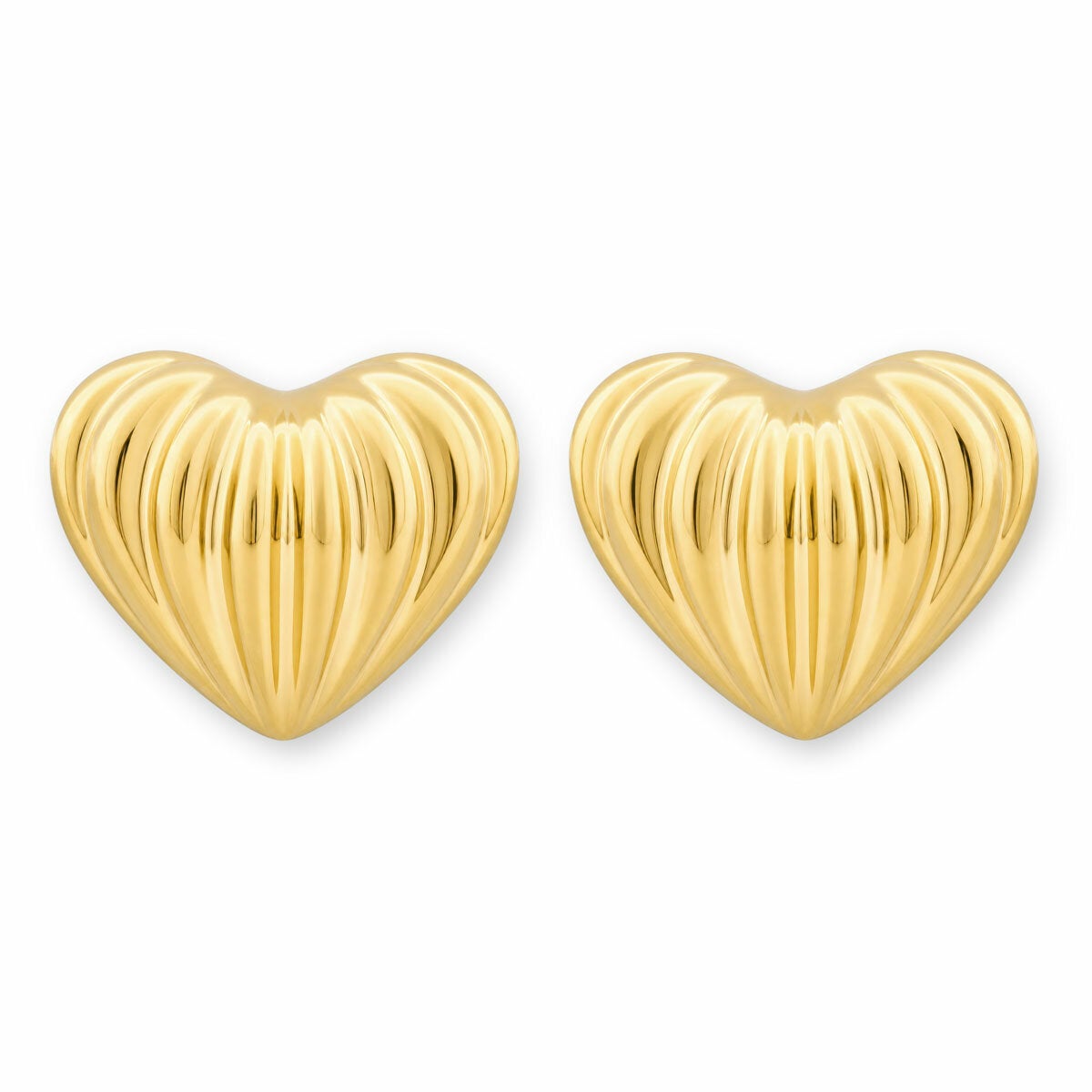 14ct Yellow Gold Textured Heart Stud Earrings
