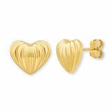 14ct Yellow Gold Textured Heart Stud Earrings