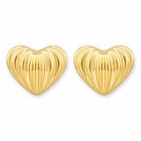14ct Yellow Gold Textured Heart Stud Earrings