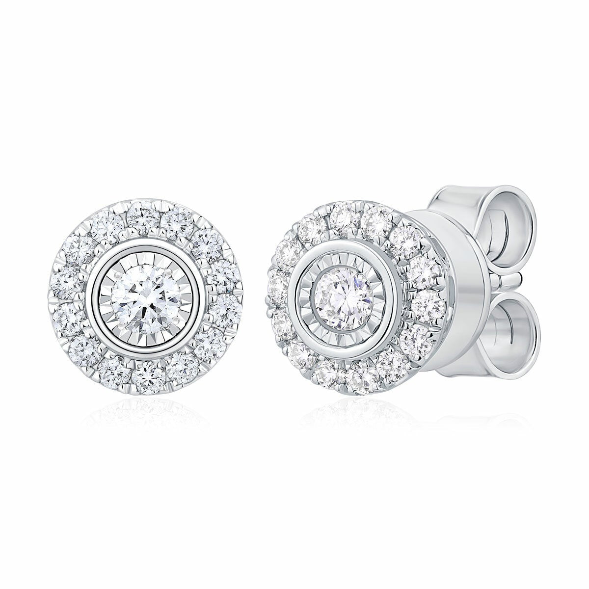 14ct White Gold 0.22ctw Round Brilliant Cut Diamond Halo Earrings