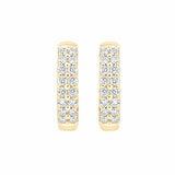 0.30ctw Round Brilliant Cut Diamond Double Row Hoop Earrings 14ct Yellow Gold