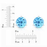 Round Cut Blue Topaz Earrings 14ct White Gold