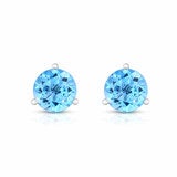 Round Cut Blue Topaz Earrings 14ct White Gold