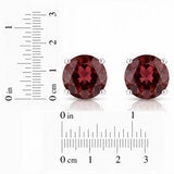 Round Cut Garnet Earrings 14ct White Gold