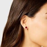 Round Cut Garnet Earrings 14ct White Gold