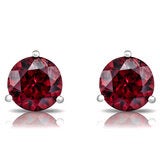 Round Cut Garnet Earrings 14ct White Gold