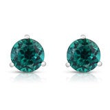 Round Cut Lab Emerald Earrings 14ct White Gold