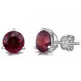 Round Cut Garnet Earrings 14ct White Gold