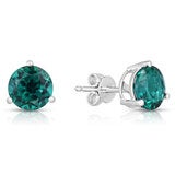 Round Cut Lab Emerald Earrings 14ct White Gold