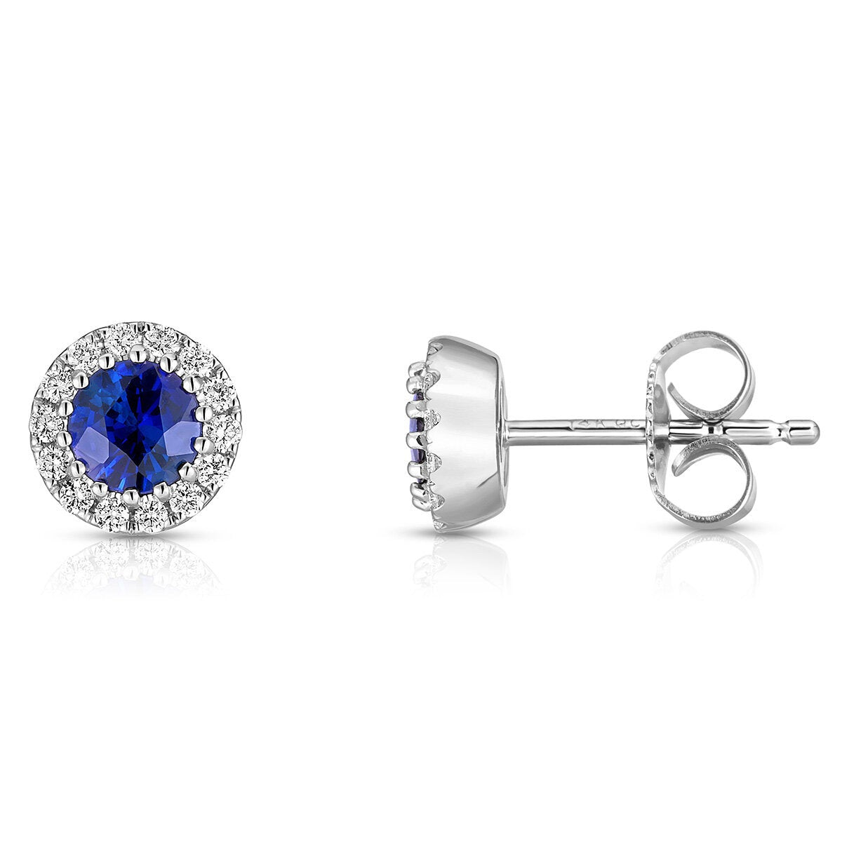 Round Cut Sapphire 0.17ctw Diamond Earrings 14ct White Gold