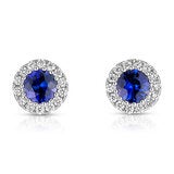 Round Cut Sapphire 0.17ctw Diamond Earrings 14ct White Gold