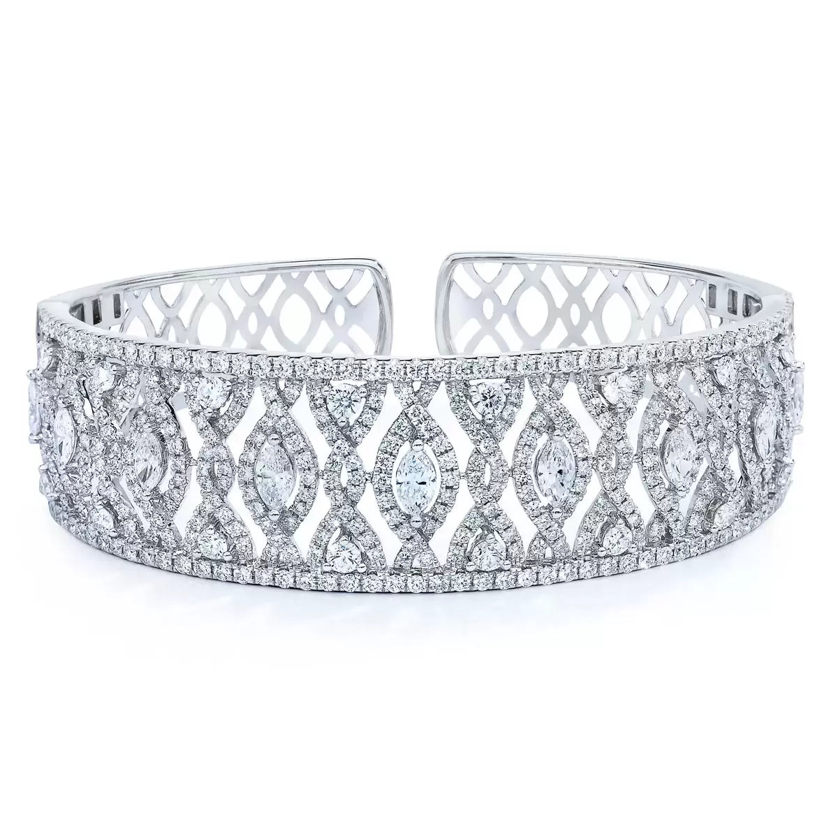 6.65ctw Marquise & Round Brilliant Cut Diamond Cuff, 18ct White Gold