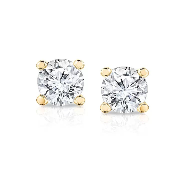 0.50ctw Round Brilliant Cut Diamond Stud Earrings 18ct Yellow Gold