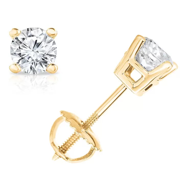 0.50ctw Round Brilliant Cut Diamond Stud Earrings 18ct Yellow Gold